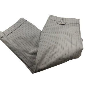 New York And Company Women's Size 12 Dress Capri 2 Pocket Beige Stripe Preowned